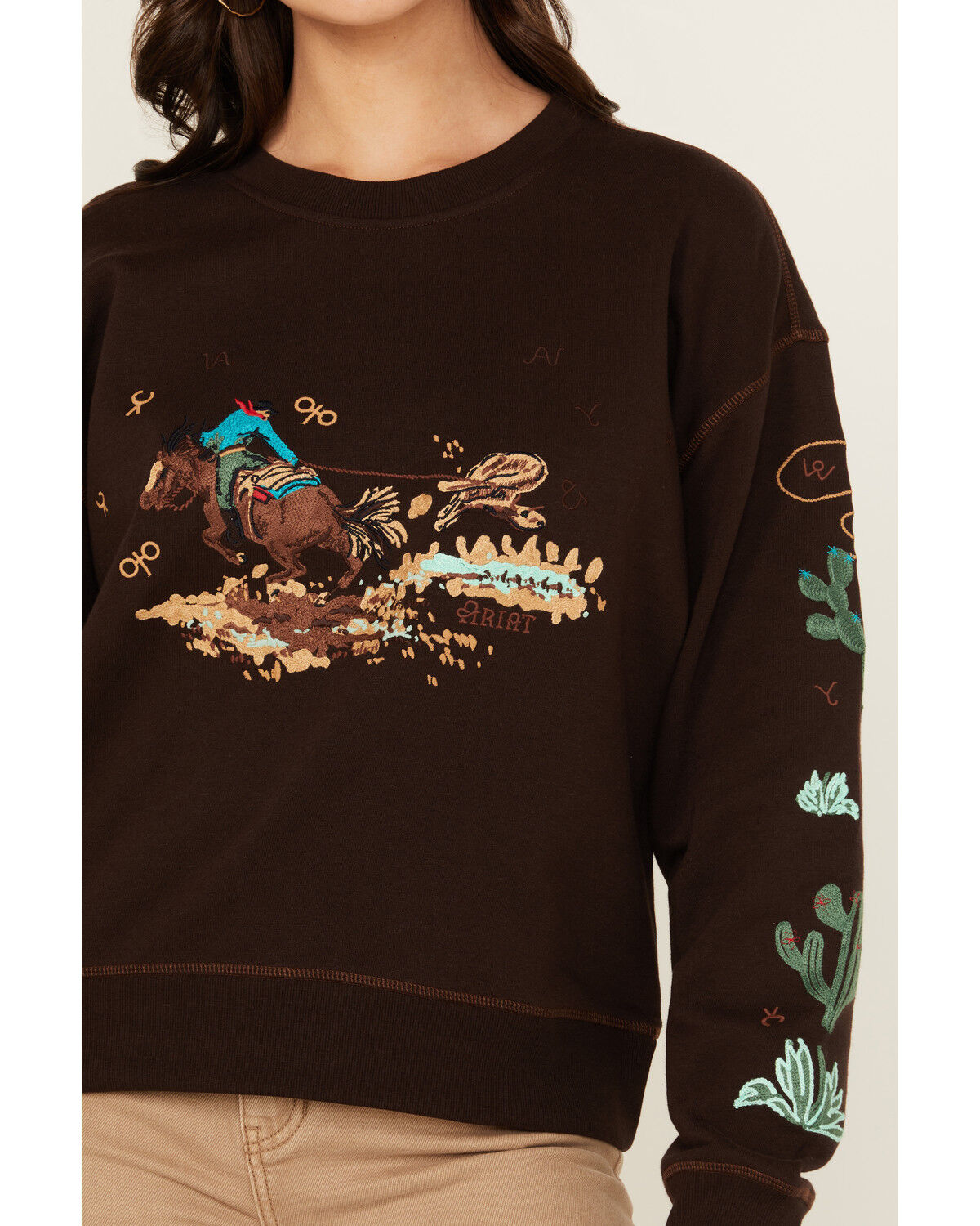 Image #3 - Ariat Women's Rodeo Sweatshirt, Brown, hi-res