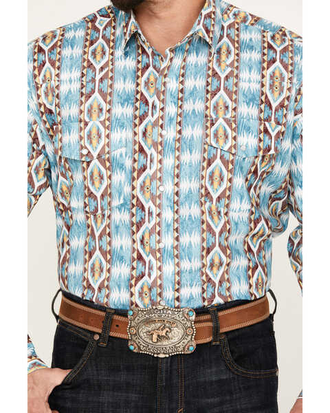Image #3 - Wrangler Men's Southwestern Print Long Sleeve Pearl Snap Western Shirt, Multi, hi-res