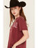 Image #2 - Youth in Revolt Women's Yellowstone Short Sleeve Graphic Tee, Burgundy, hi-res