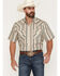 Image #1 - Ely Walker Men's Striped Short Sleeve Pearl Snap Western Shirt, Cream, hi-res