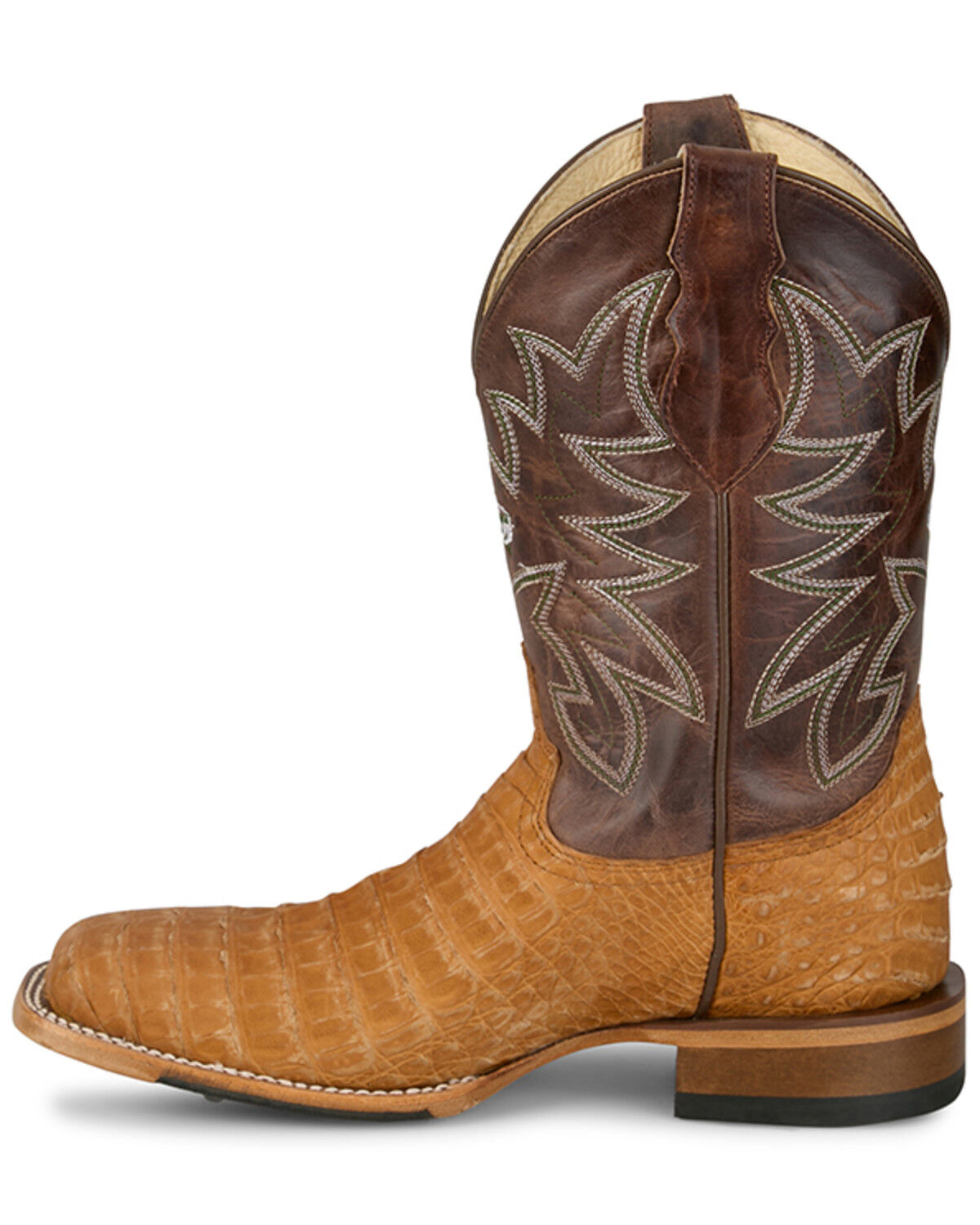 Image #3 - Justin Men's San Antone Exotic Caiman Western Boots - Broad Square Toe, Brown, hi-res