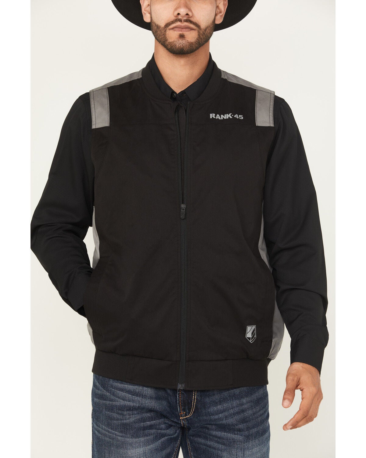 Image #3 - RANK 45&reg; Men's Starburst Bomber Vest, Black, hi-res