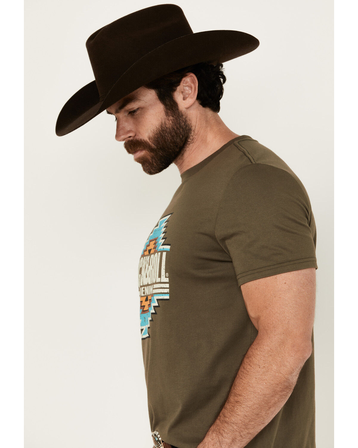 Image #2 - Rock & Roll Denim Men's Southwestern Print Logo Short Sleeve Graphic T-Shirt, Forest Green, hi-res