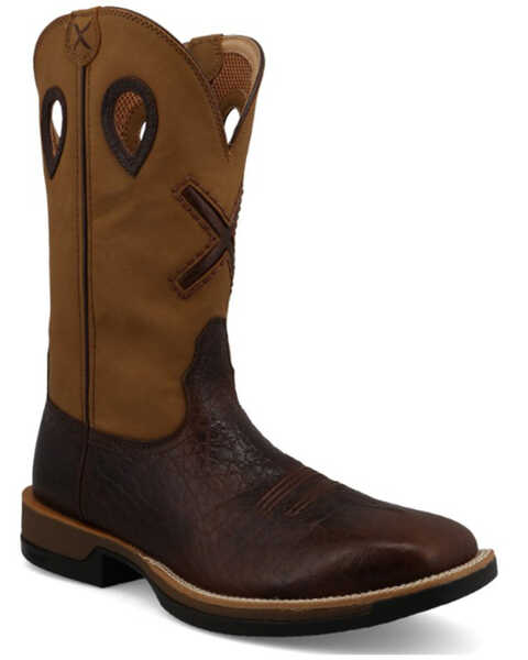 Image #1 - Twisted X Men's 12" Tech Western Performance Boots - Broad Square Toe, Dark Brown, hi-res