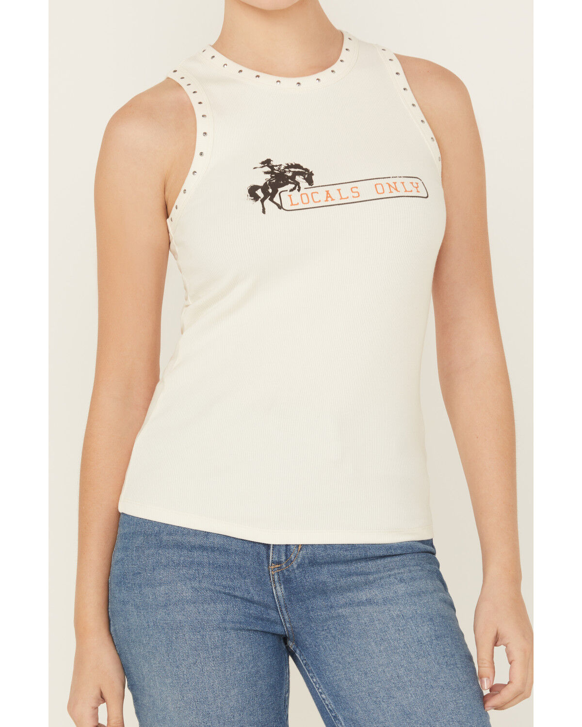 Image #4 - Idyllwind Women's Locals Only Graphic Ribbed Tank, Ivory, hi-res