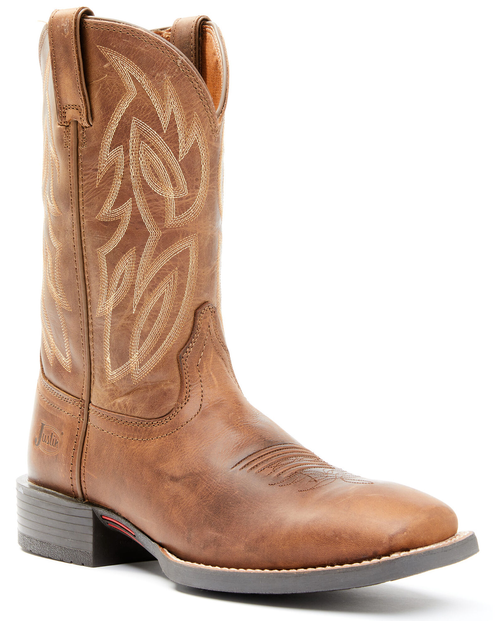 Justin Men s Dusky Brown Canter Cowhide Leather Western Boots Broad Square Toe Sheplers