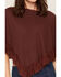 Image #3 - Wild Moss Women's Ruffle Trim Poncho, Burgundy, hi-res