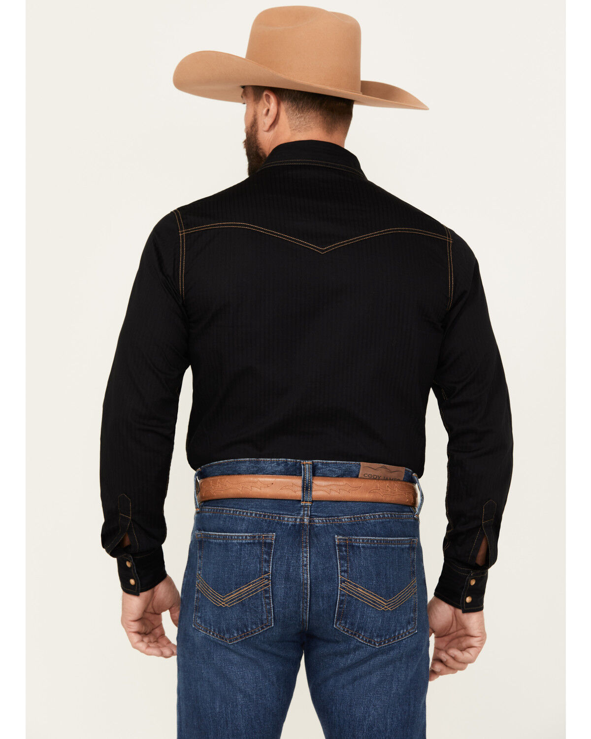 Image #4 - Wrangler Retro Men's Solid Long Sleeve Snap Western Shirt - Tall, Black, hi-res