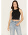 Image #1 - Boot Barn Women's Rhinestone Logo Racerback Tank, Black, hi-res
