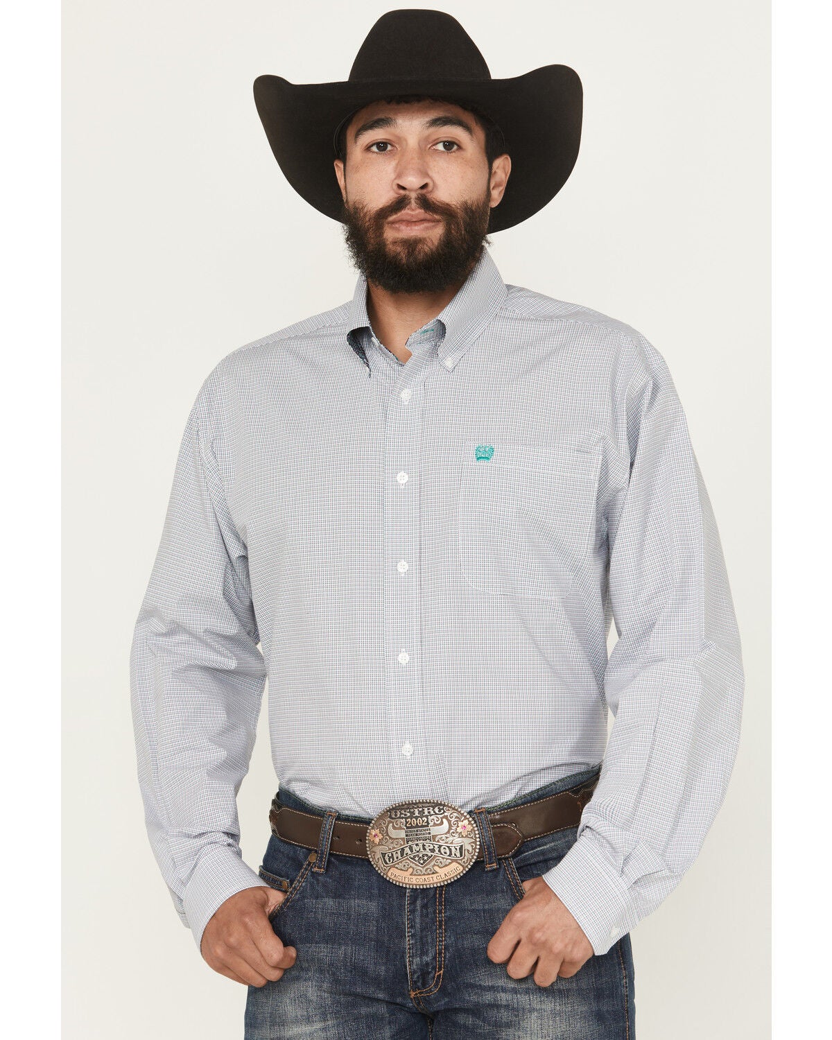 Image #1 - Cinch Men's Plaid Print Long Sleeve Button-Down Western Shirt, White, hi-res
