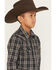 Image #2 - Cody James Boys' Warriors Way Plaid Print Long Sleeve Snap Western Shirt, Dark Blue, hi-res