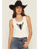 Image #1 - Wrangler Women's Steerhead Sleeveless Cropped Graphic Tank Top, White, hi-res