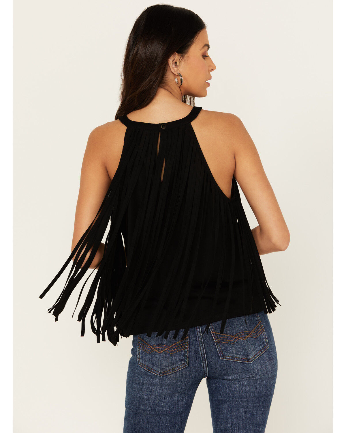 Image #4 - Idyllwind Women's Madie Faux Suede Fringe Tank, Black, hi-res