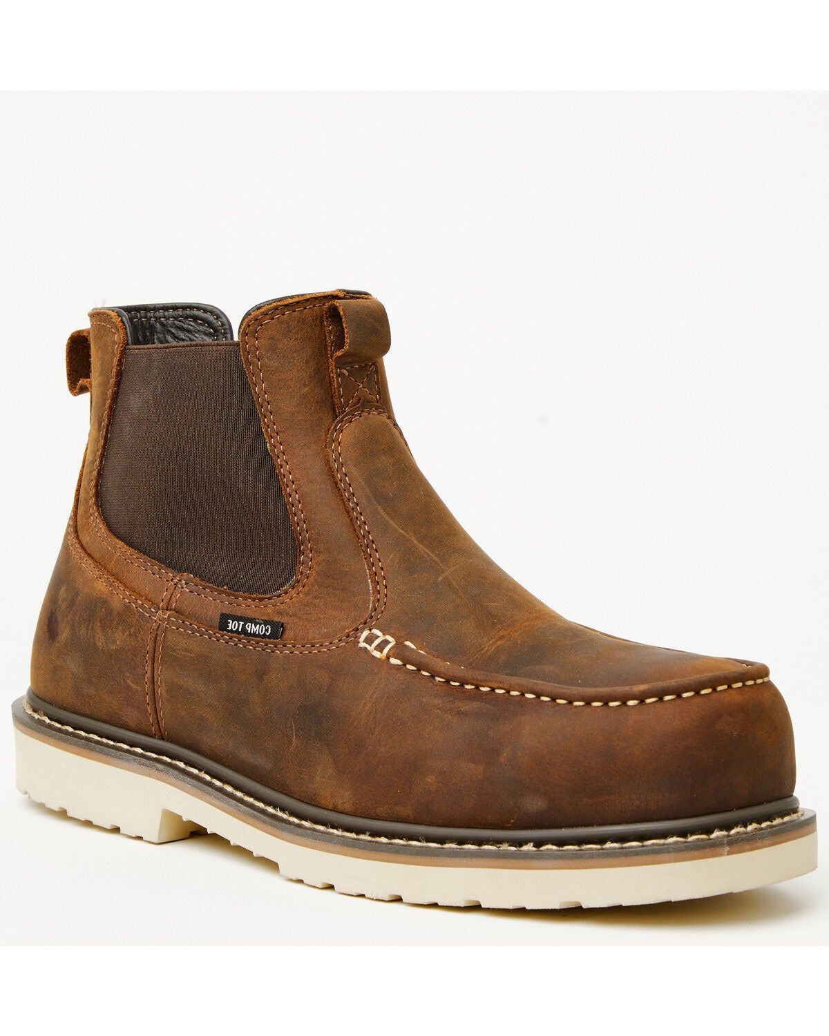 Image #1 - Cody James Men's Moc Chelsea Work Boots - Composite Toe, Dark Brown, hi-res