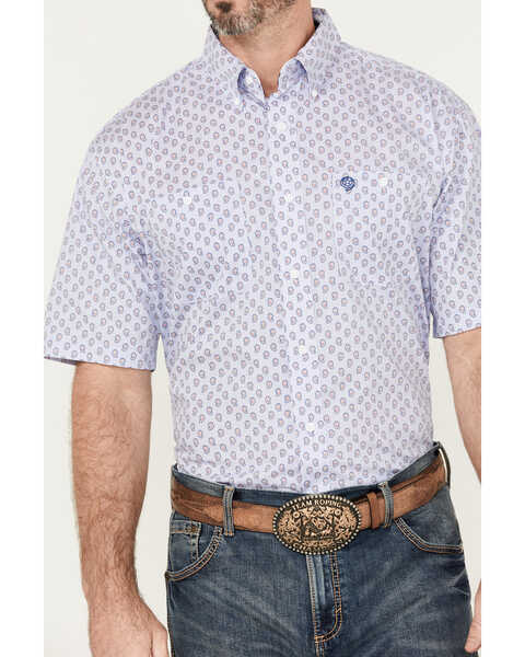 Image #3 - George Strait by Wrangler Men's Paisley Print Short Sleeve Button-Down Western Shirt, Red, hi-res