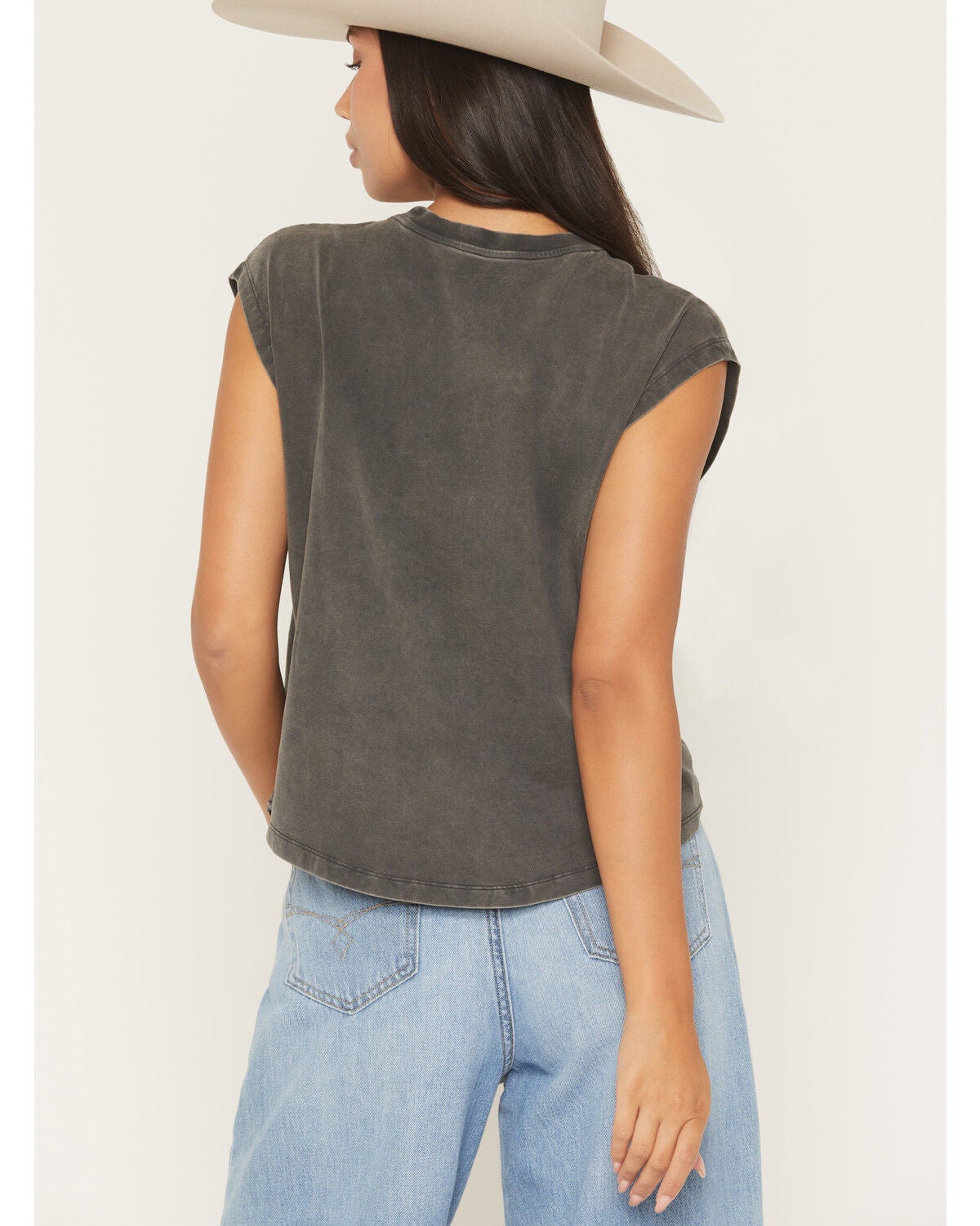 Image #4 - Ariat Women's Bootstitch Sleeveless Cropped Tee, Black, hi-res