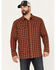 Image #1 - Moonshine Spirit Men's Burning Flame Plaid Print Long Sleeve Snap Western Flannel Shirt, Rust Copper, hi-res