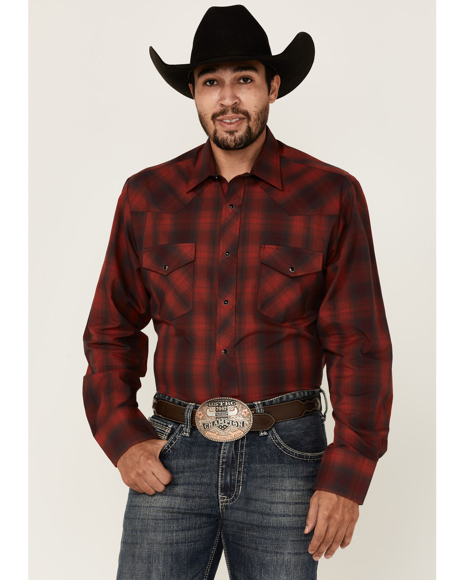 Red plaid western shirt store