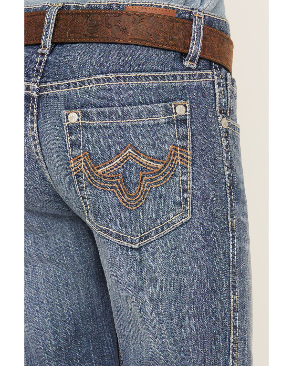 Image #4 - Shyanne Girls' Light Wash Stretch Bootcut Riding Jeans, Medium Wash, hi-res