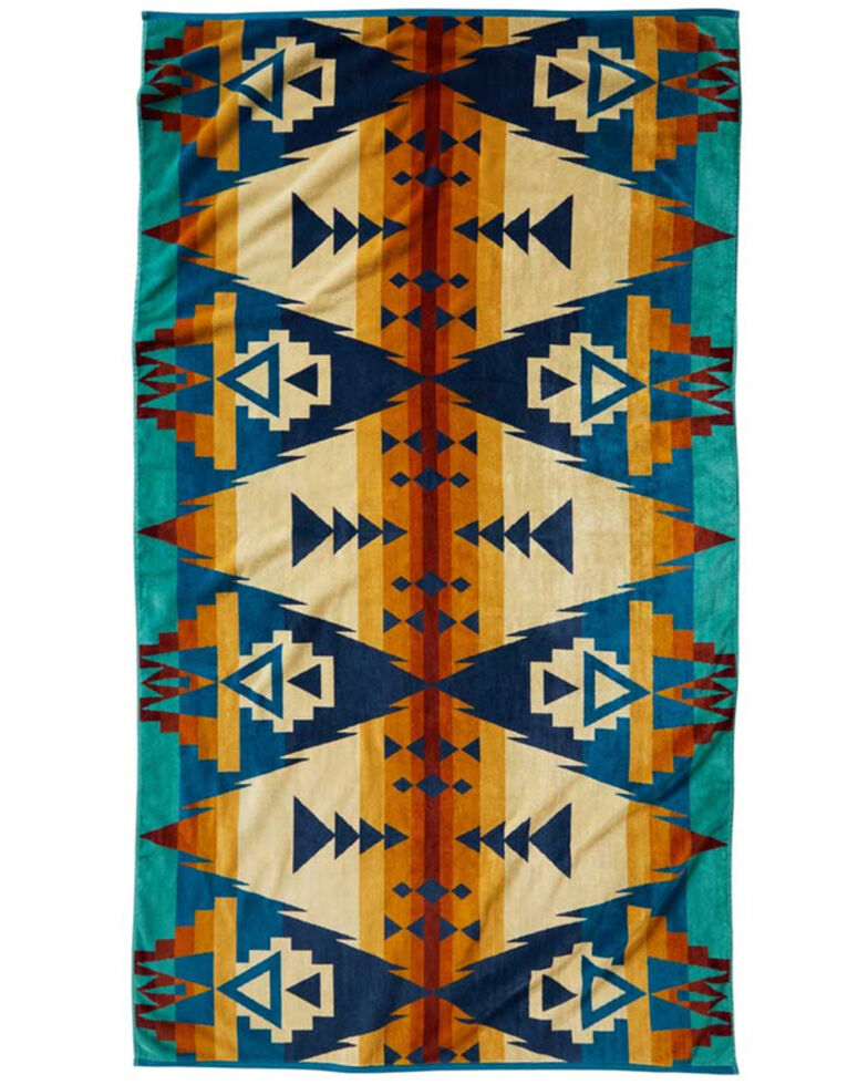 Pendleton Oversized Siskiyou Jacquard Spa Towel			, Turquoise, hi-res
