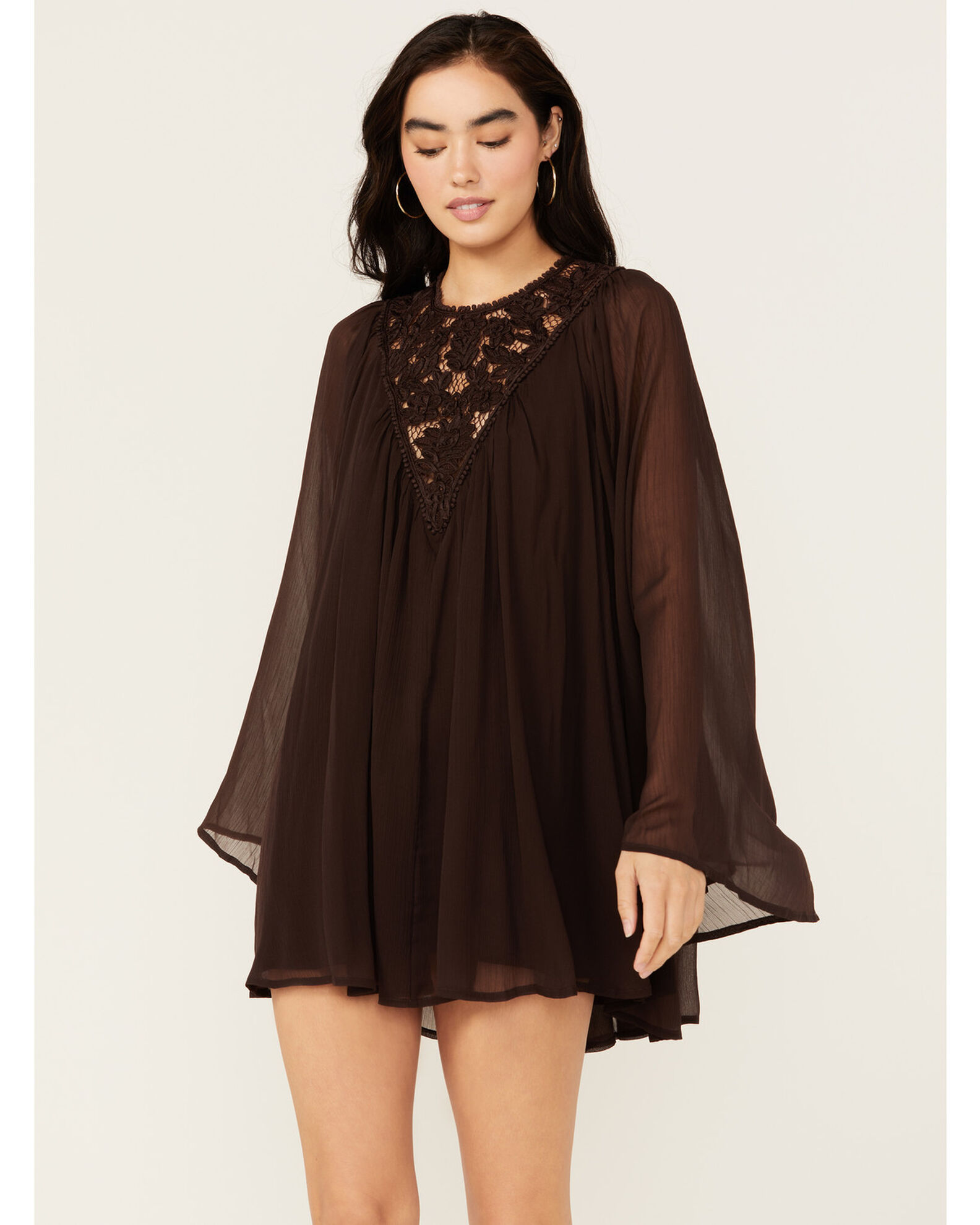 Free People Women s Sunshine of Love Mini Long Sleeve Dress Sheplers