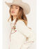 Image #2 - Scully Women's Rose Embroidered Long Sleeve Pearl Snap Western Shirt, Cream, hi-res