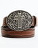 Moonshine Spirit Men's Filigree Cross Buckle Belt, Medium Brown, hi-res
