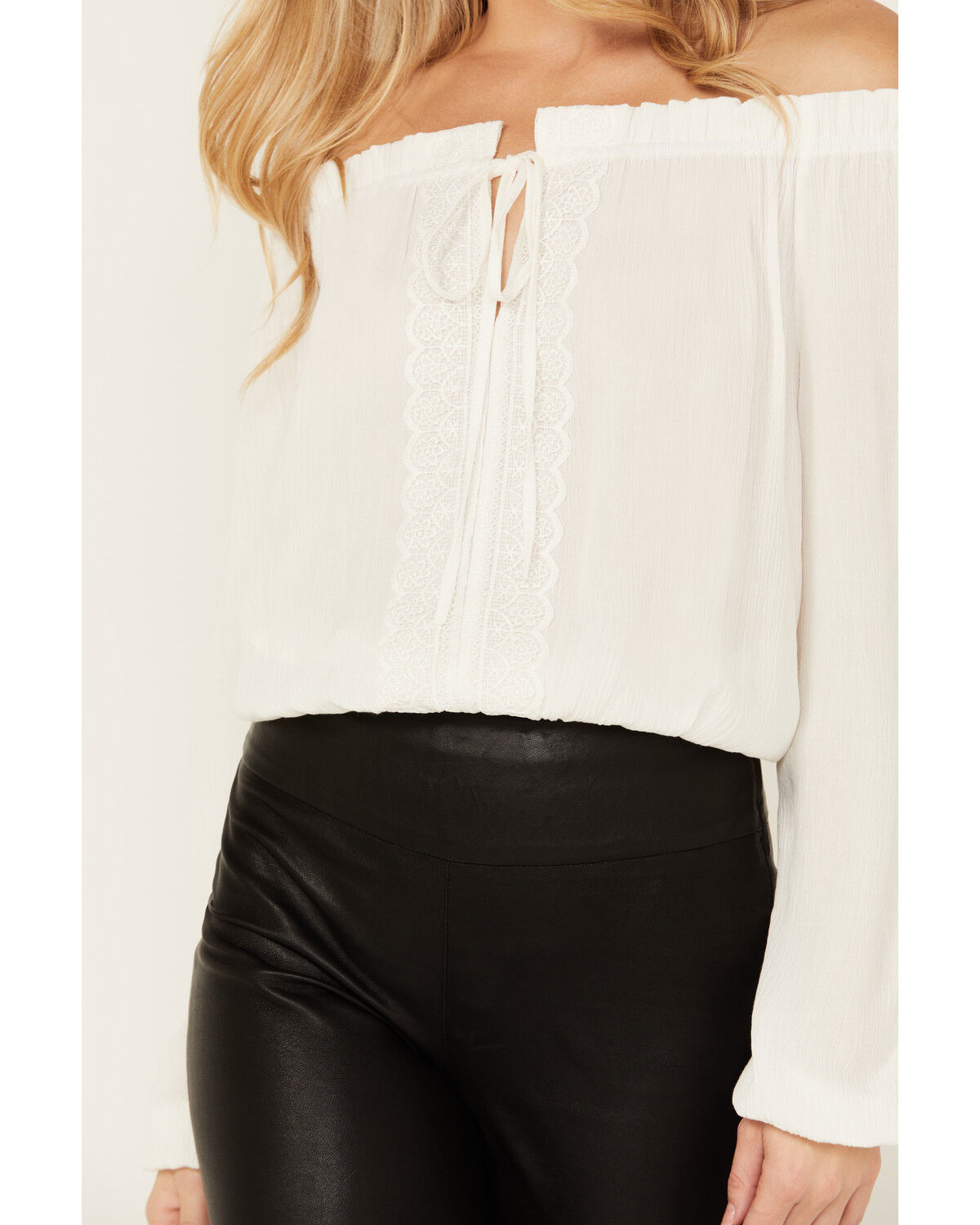 Image #3 - Tempted Women's Crochet Long Sleeve Top, Ivory, hi-res