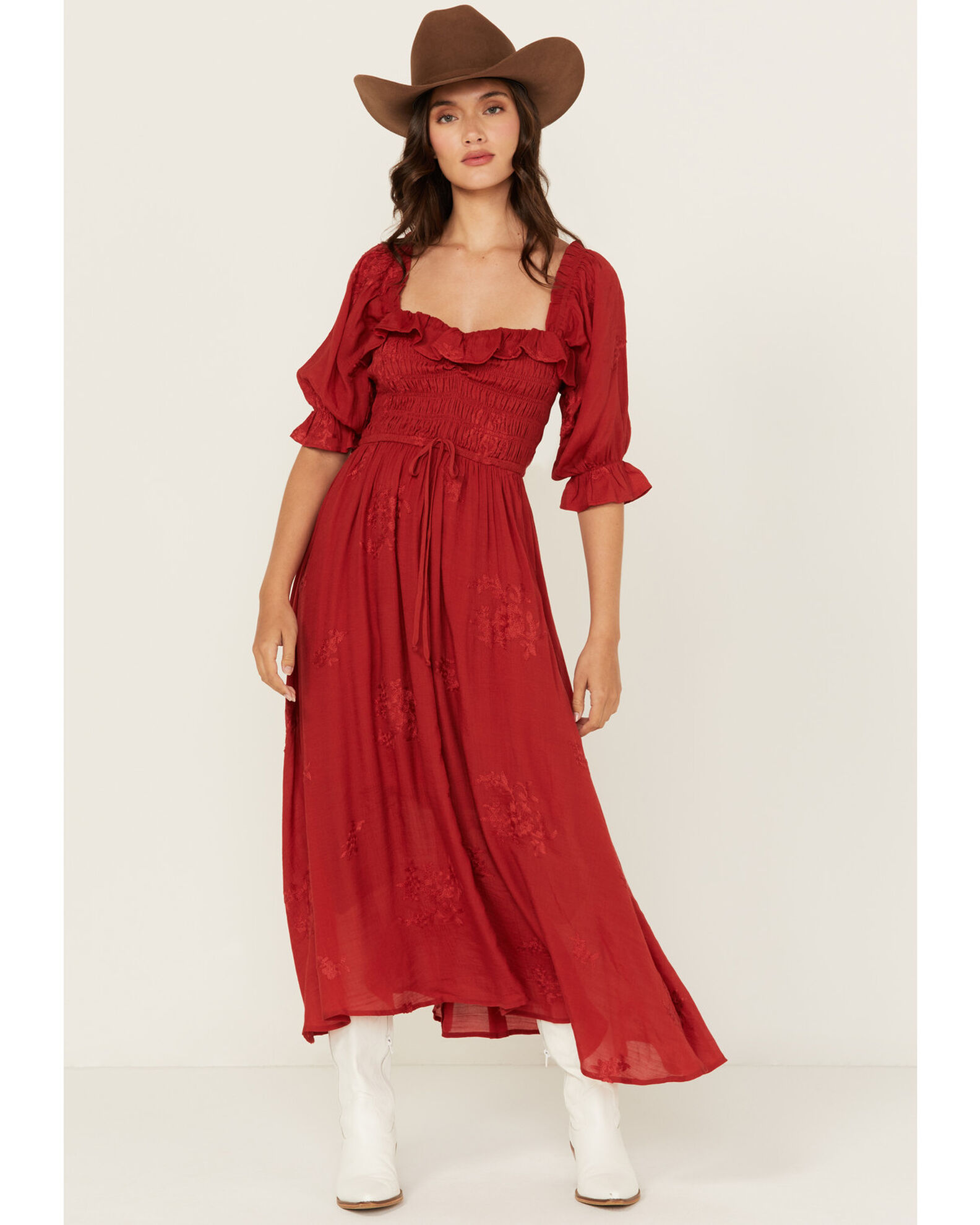 Wild Moss Women s Embroidered Half Sleeve Maxi Dress Sheplers