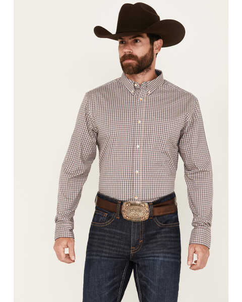 Cody James Men's Rowdy Plaid Print Long Sleeve Button-Down Western Shirt - Big, Tan, hi-res