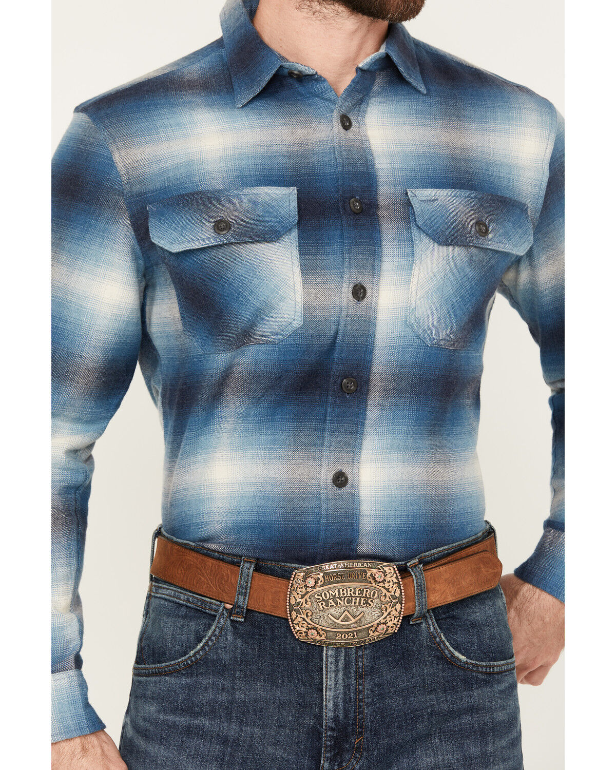 Image #3 - Pendleton Men's Burnside Plaid Long Sleeve Button-Down Flannel Shirt, Royal Blue, hi-res