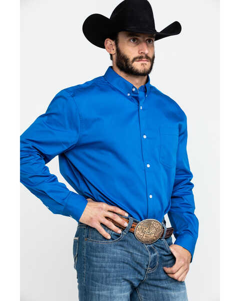 Image #5 - Cody James Core Solid Twill Long Sleeve Western Shirt , Navy, hi-res