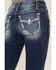 Image #4 - Shyanne Women's Embroidered Dark Wash Mid Rise Bootcut Stretch Denim Jeans, Dark Wash, hi-res