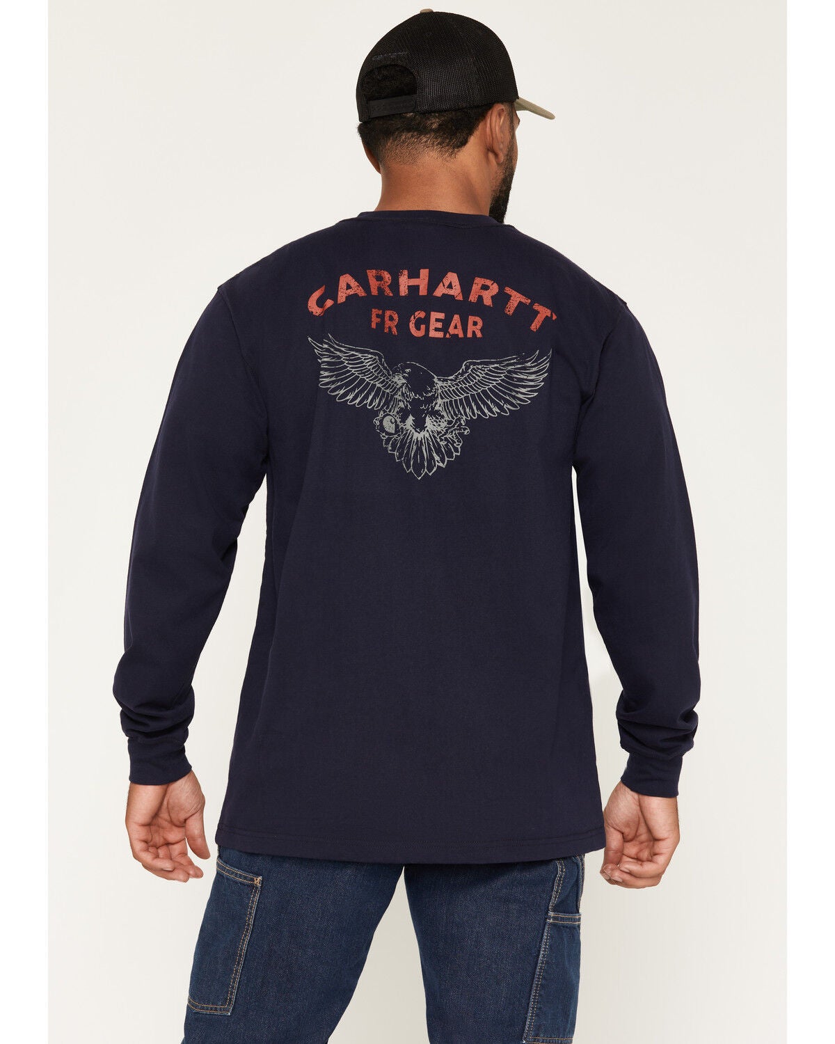 Image #1 - Carhartt Men's FR Force Irvine Eagle Loose Long Sleeve Work Shirt, Navy, hi-res