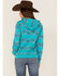 RANK 45 Women's Southwestern Stripe Pullover Sweatshirt Hoodie, Turquoise, hi-res