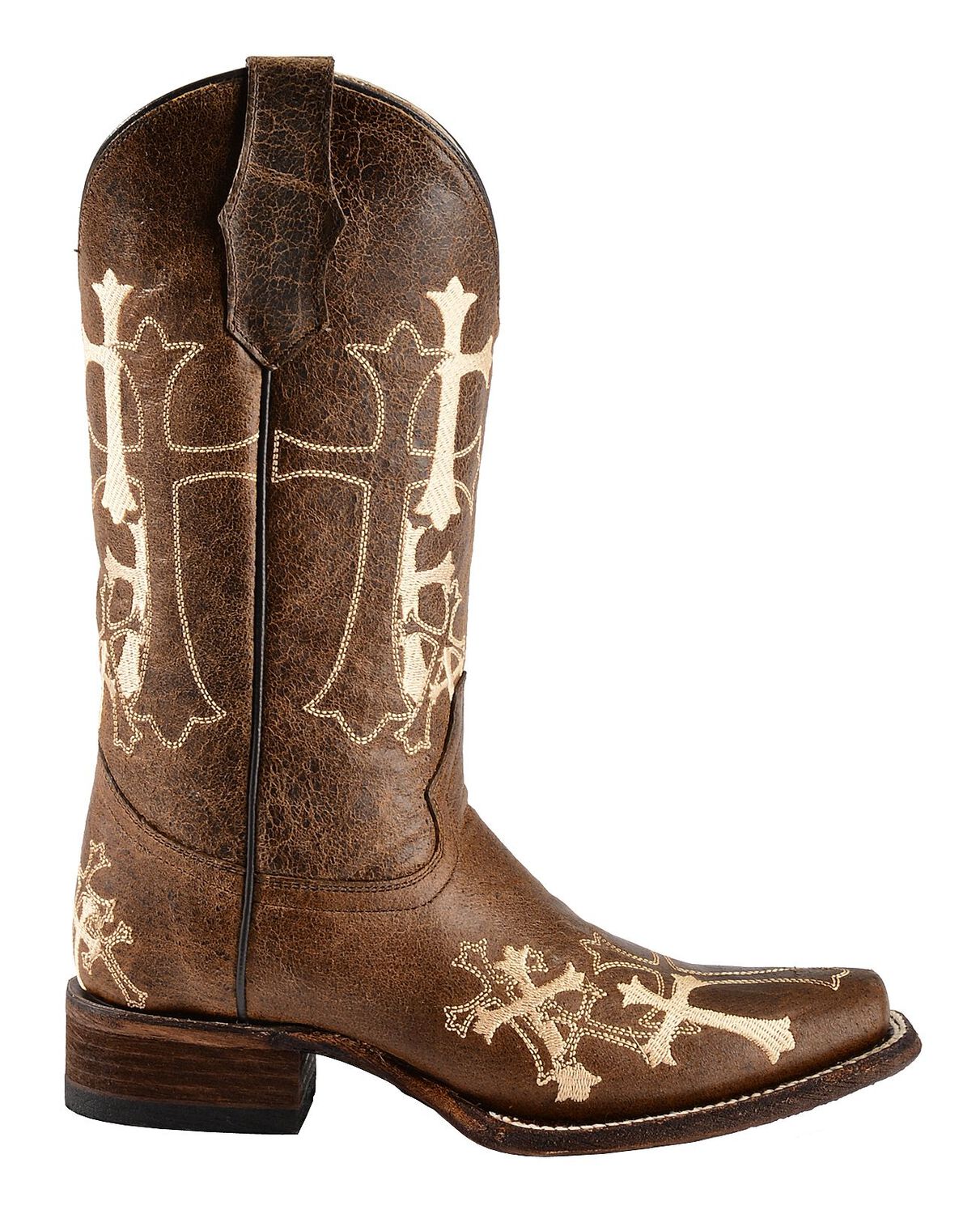 Image #2 - Circle G Women's Cross Embroidered Western Boots - Square Toe, , hi-res