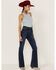 Just Black Denim Women's High Rise Vintage Wide Leg Flare Jeans, Blue, hi-res