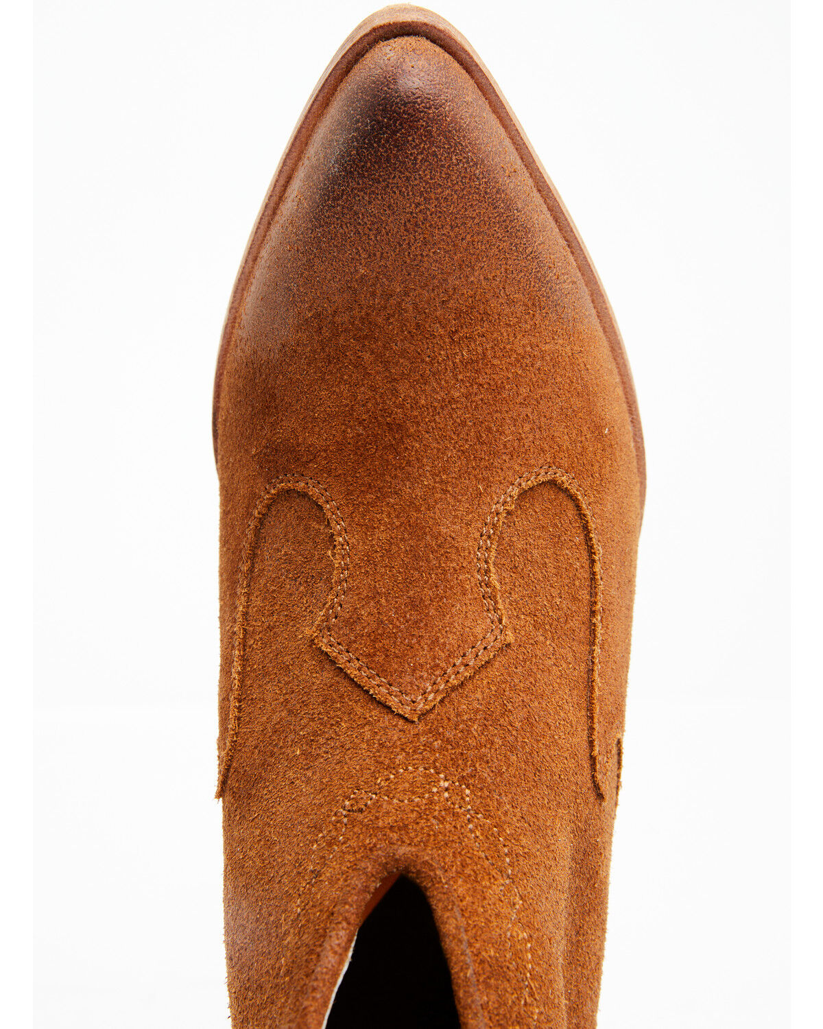 Image #6 - Shyanne Women's Jodi Suede Leather Booties - Round Toe, Cognac, hi-res