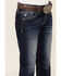 Image #2 - Miss Me Girls' Dark Wash Wing Cross Pocket Bootcut Stretch Denim Jeans , Blue, hi-res