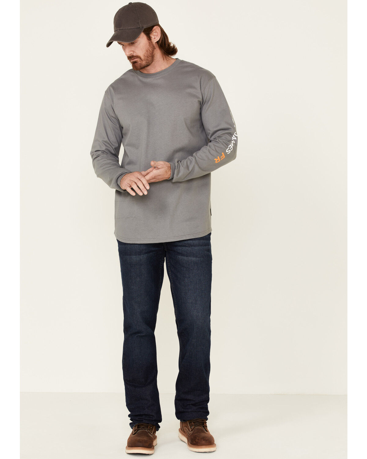 Image #2 - Cody James Men's FR Logo Long Sleeve Work T-Shirt, Light Grey, hi-res