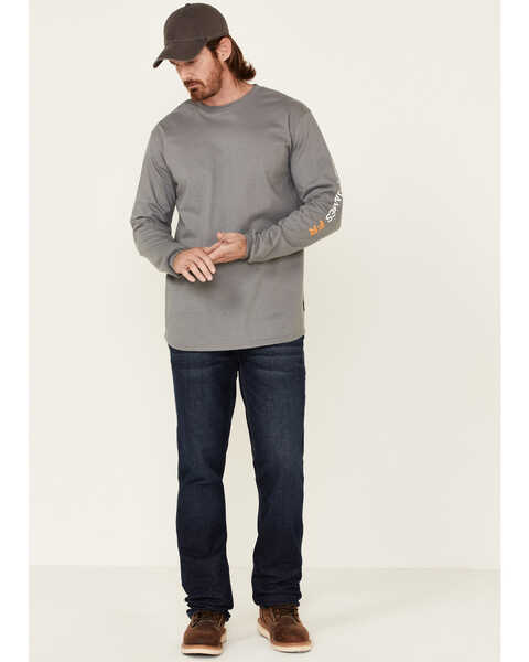 Image #2 - Cody James Men's FR Logo Long Sleeve Work T-Shirt , Light Grey, hi-res