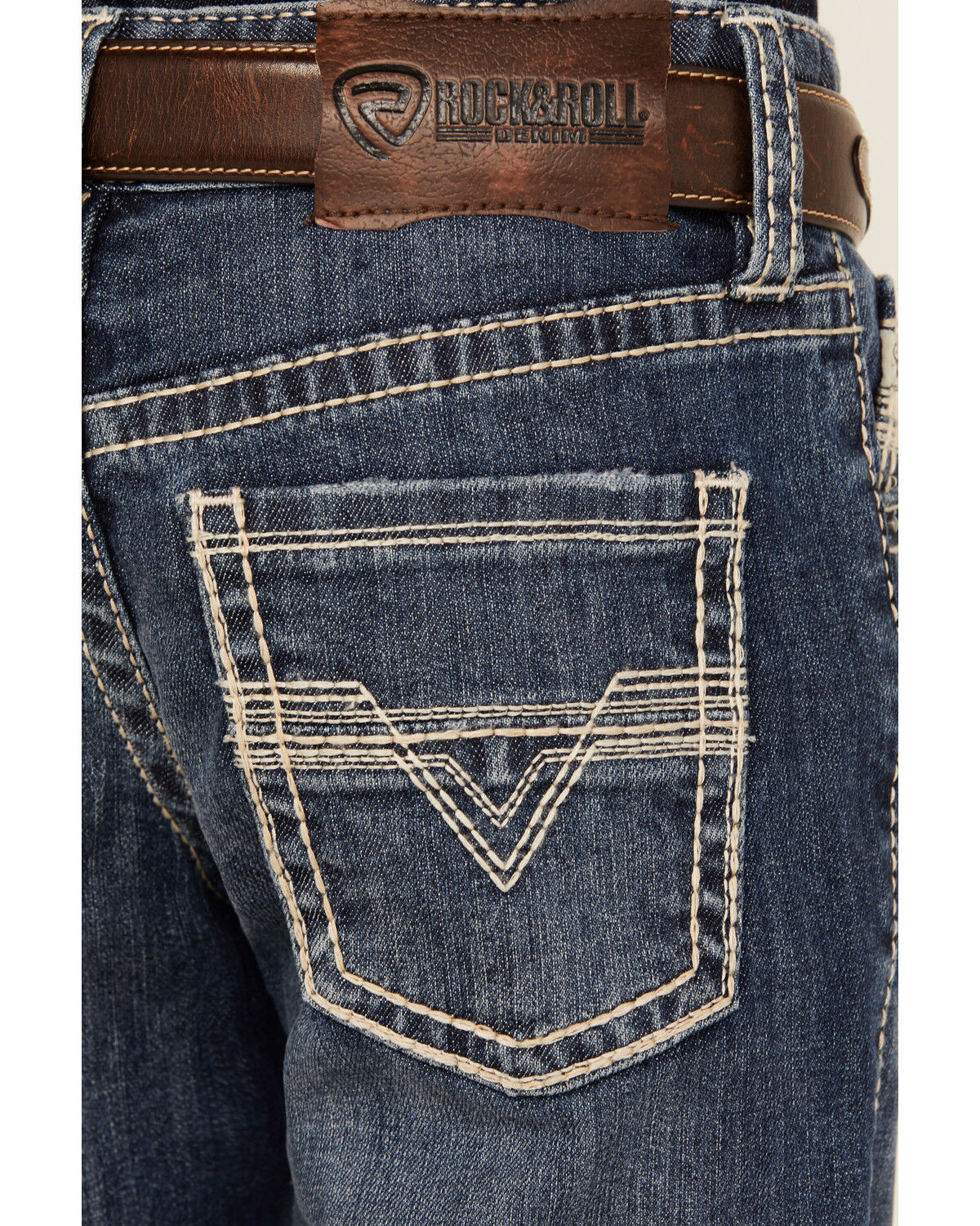 Image #4 - Rock & Roll Denim Boys' Embroidered Bootcut Stretch Denim Jeans, Blue, hi-res