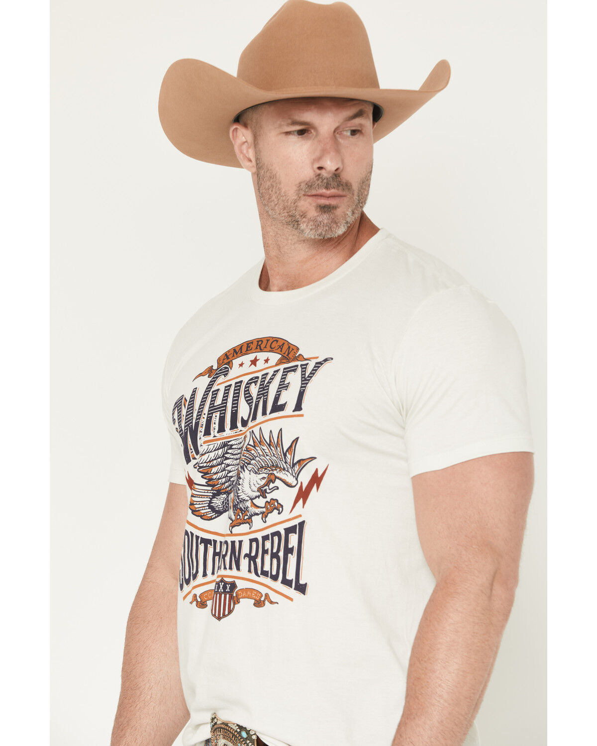 Image #2 - Cody James Men's American Whiskey Short Sleeve Graphic T-Shirt, Cream, hi-res