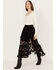 Shyanne Women's Diamond Embroidered Mesh Skirt, Black, hi-res