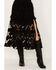 Shyanne Women's Diamond Embroidered Mesh Skirt, Black, hi-res