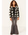 Urban Republic Little Girls' Plaid Print Sherpa Jacket, Black, hi-res