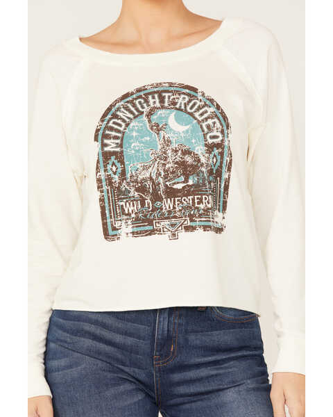 Image #3 - Rock & Roll Denim Women's Midnight Rodeo Graphic Sweatshirt, Ivory, hi-res