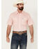 Image #1 - Panhandle Men's Geo Print Short Sleeve Pearl Snap Western Shirt , Coral, hi-res