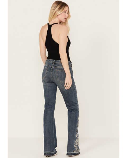 Image #4 - Rock & Roll Denim Women's Medium Wash Mid Rise Southwestern Print Trouser Jeans, Medium Wash, hi-res