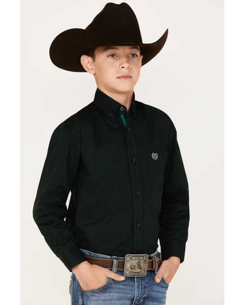 Image #2 - Panhandle Boys' Solid Stretch Long Sleeve Button Down Shirt, , hi-res